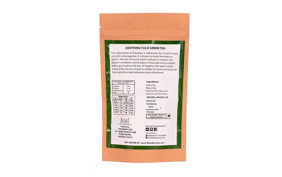 The Indian Chai Soothing Tulsi Green Tea    Pack  99.8 grams